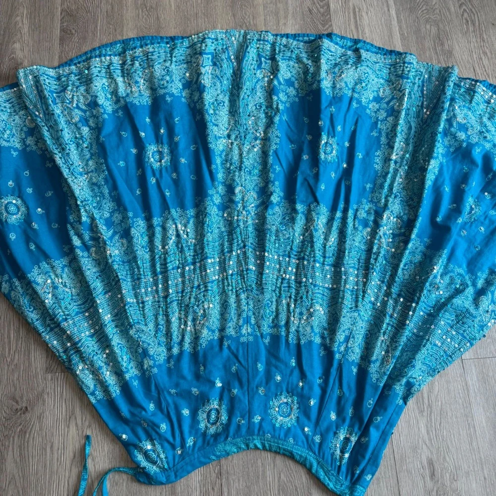 Soft Surroundings Paisley Skirt Blue Cotton Boho Womens M Petite festial peasant